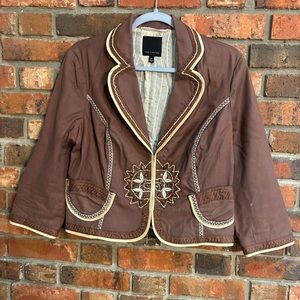 The Limited womens cropped beaded blazer jacket brown medium y2k academia office